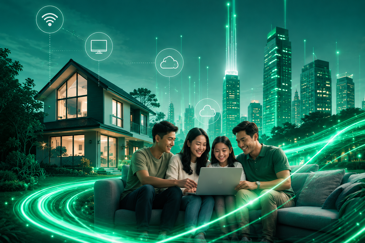 Family staying connected with Pacific Web fiber internet